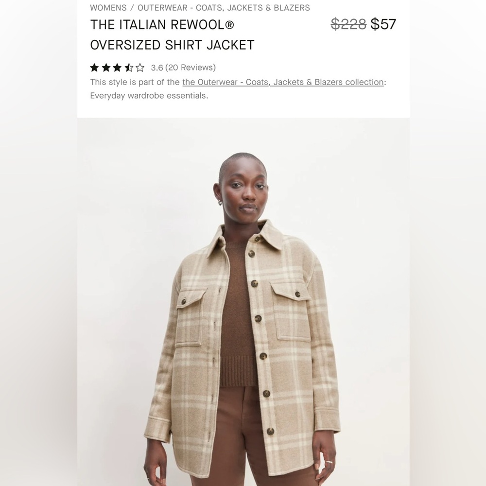 Everlane THE ITALIAN REWOOL® OVERSIZED SHIRT JACKET xxs